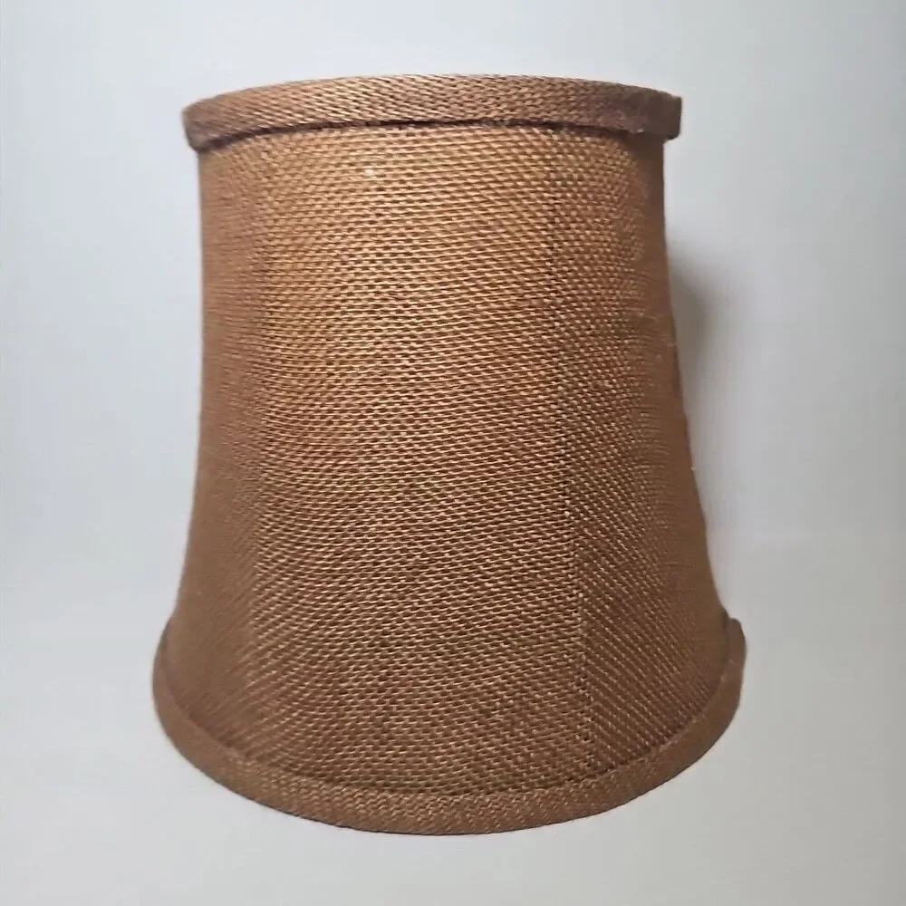 Burlap Lampshade Beige Flowers Satin Interior Bell Shape Boho Vintage Style 9
